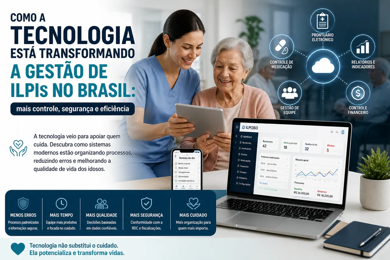 Ilustração: tecnologia na rotina da ILPI, digitalização e mais controle na operação