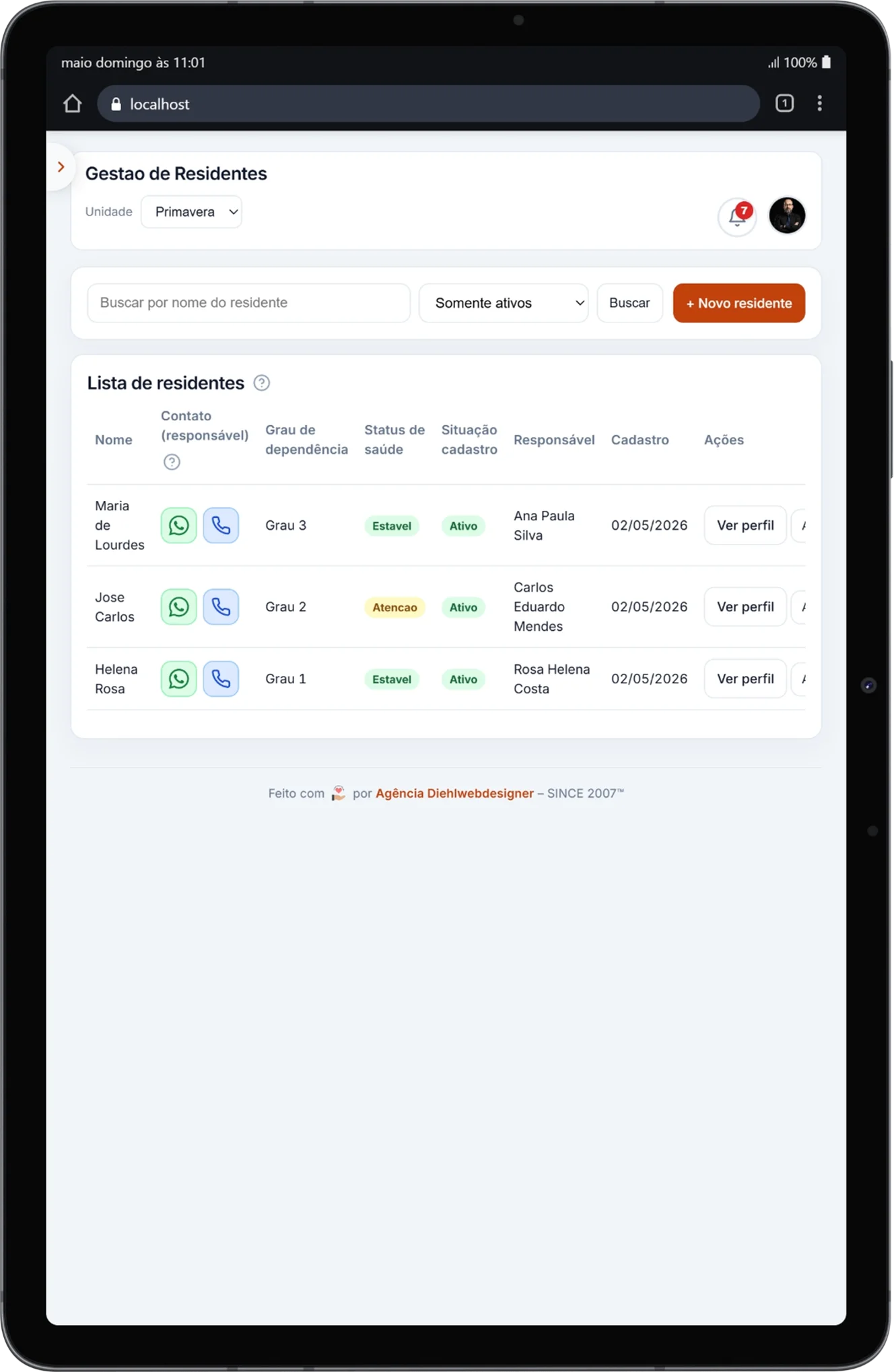 Controle de residentes no ILPI360